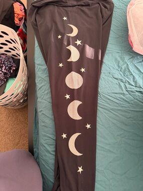 LuLaRoe Black Leggings with Moon Motif